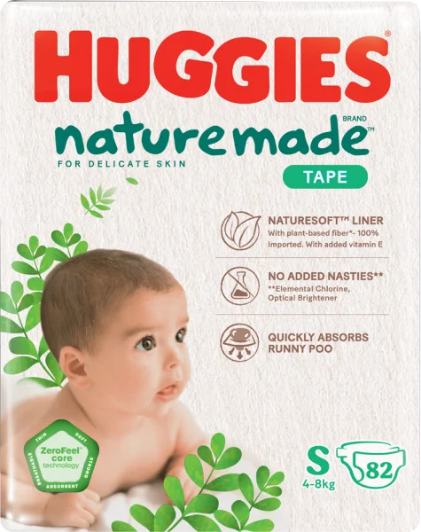 Bỉm tã dán Huggies Platinum Nature Made size S 82 miếng (giao bao bì ngẫu nhiên)